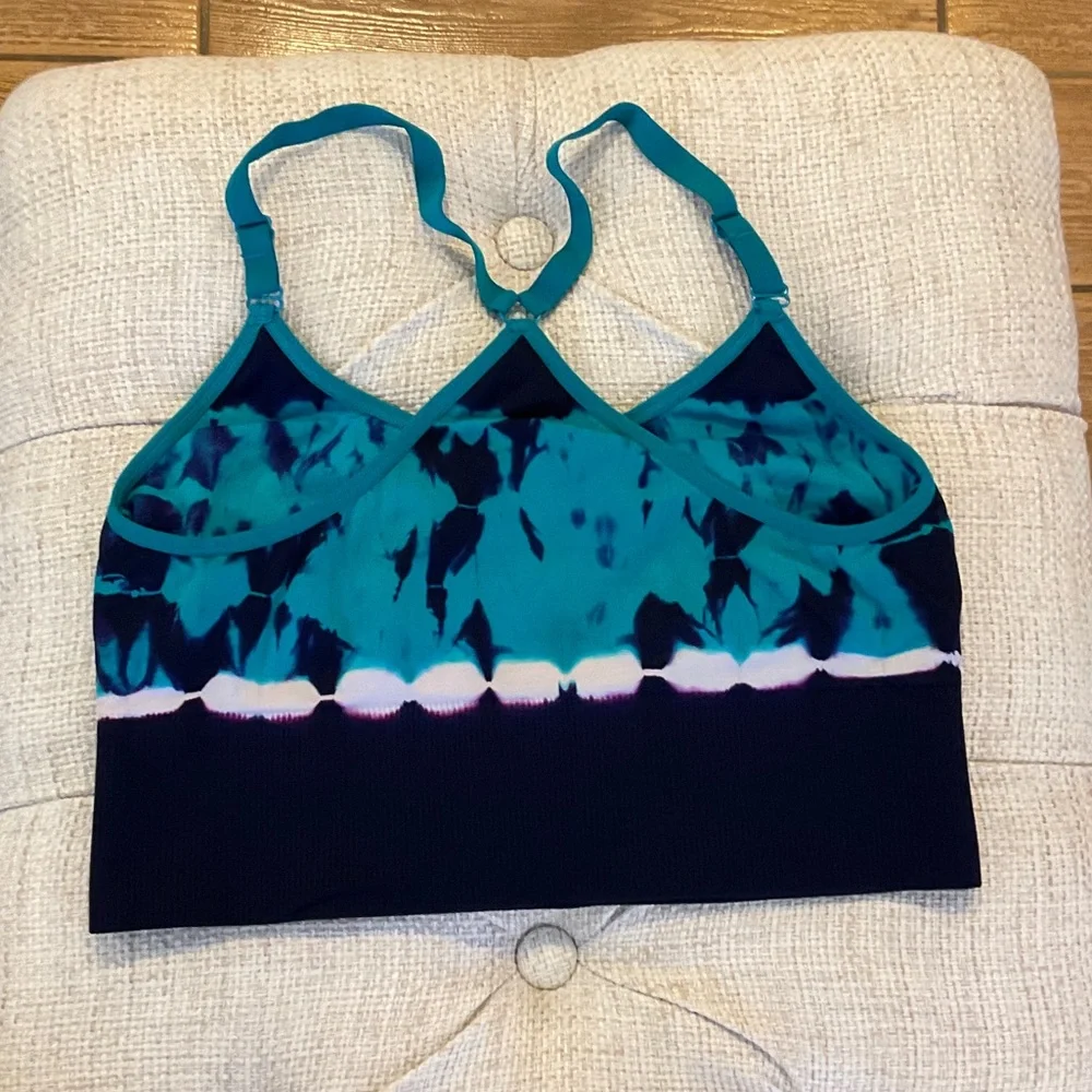 Tie-Dye Teal & Navy Strappy Bralette - Unbranded